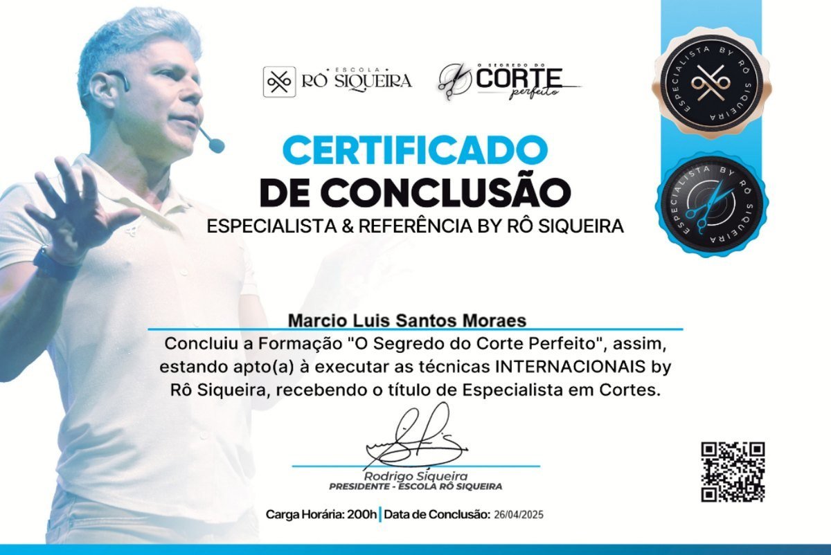 Certificado de Especialista em Cortes, Escola Rô Siqueira